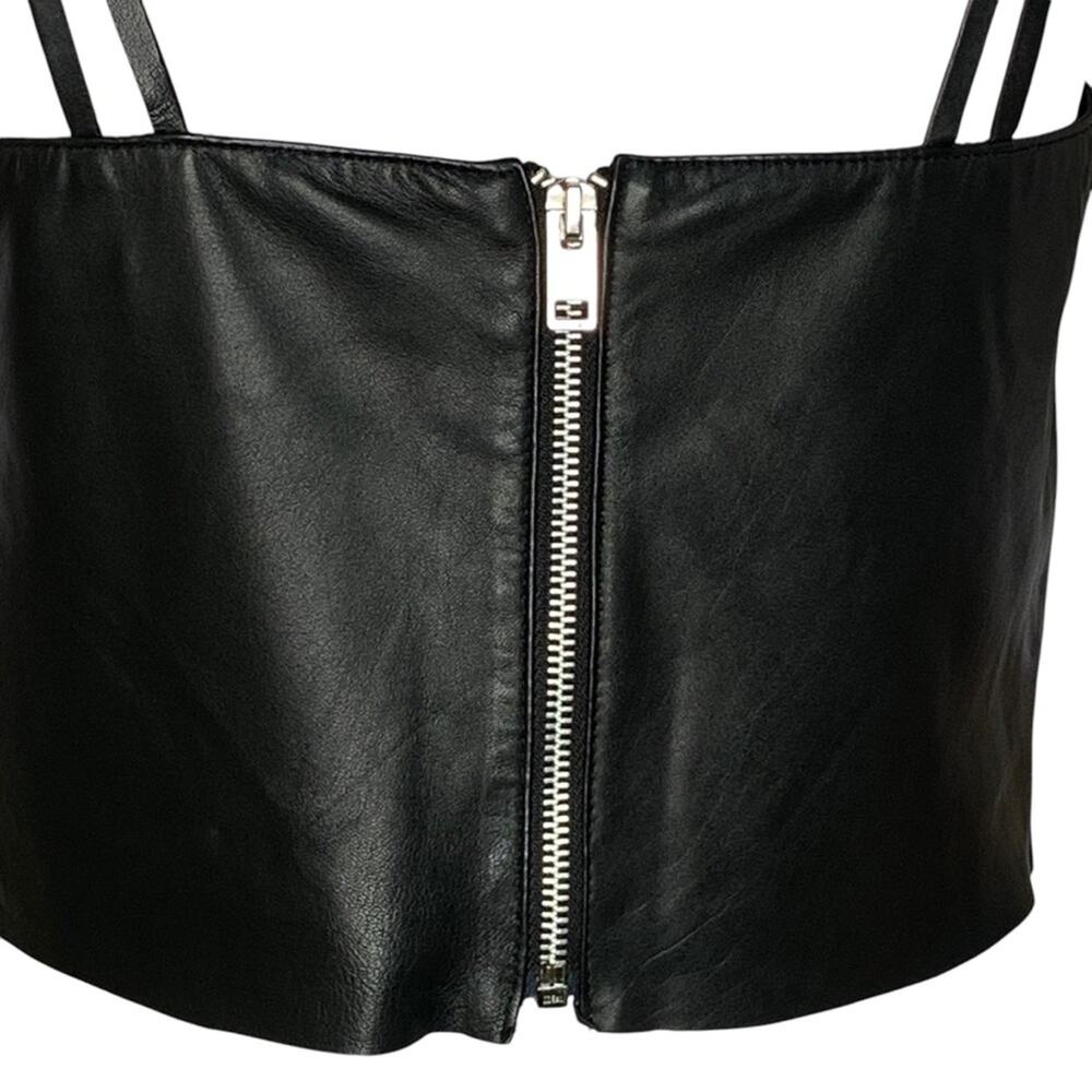Walter Baker NWOT Leroy Crop Top 100% Lamb Leather Zipper on Back Size XS - Picture 8 of 11
